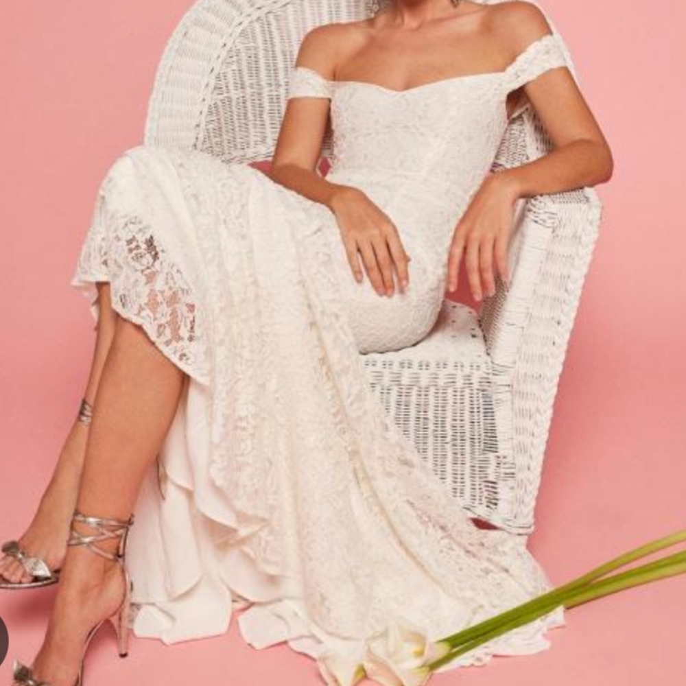 Reformation freesia lace wedding dress